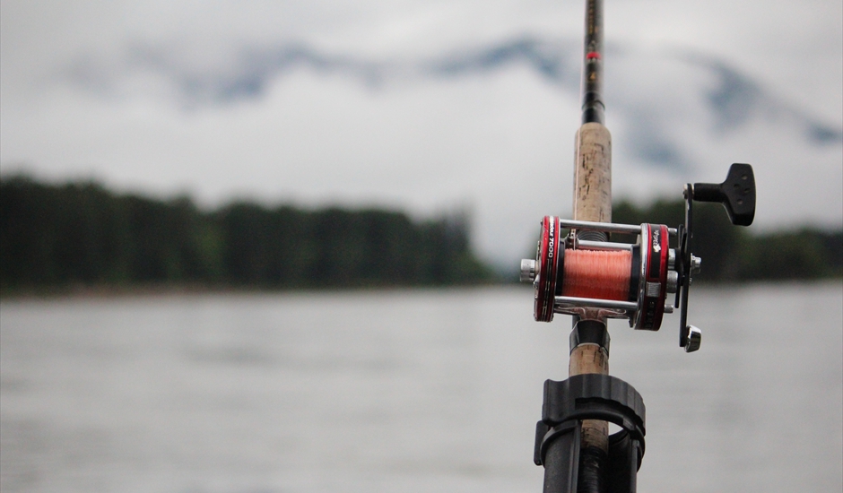 picture of salmon fishing reel and line
